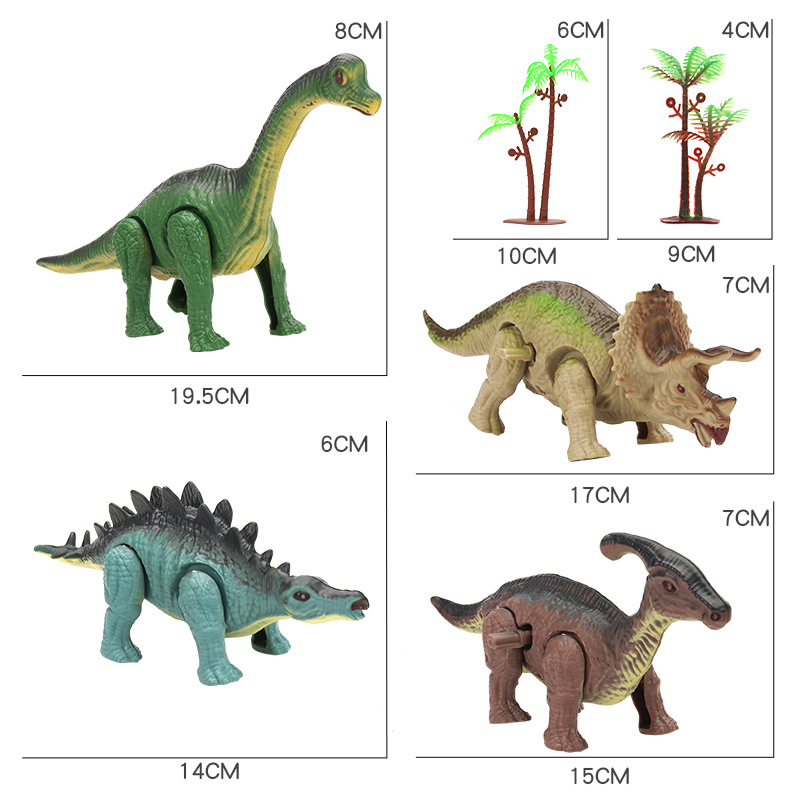 Kinetic Kids Education - ワインドアップ恐竜ワールドキネティックプレイセット、歩行可能な可動恐竜おもちゃ、かわいいインタラクティブ教育用動物プレイセット（3歳以上のお子様向け）