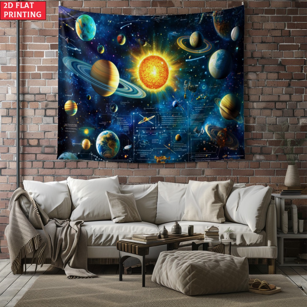 Kids Education Room - 額縁なし 太陽系惑星タペストリー 宇宙科学教育用ウォールアート 天文学ポスター 寝室装飾 子供部屋