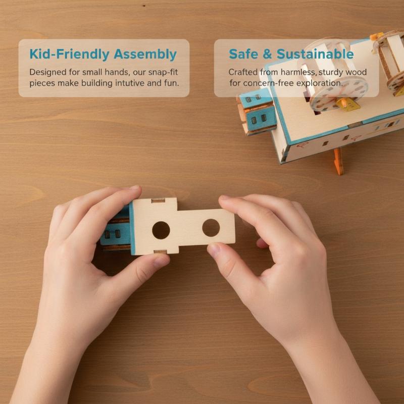 Kids Education Film - 木製フィルムプロジェクターDIY科学実験物理モデルSTEMキット子供向け教育玩具1セット
