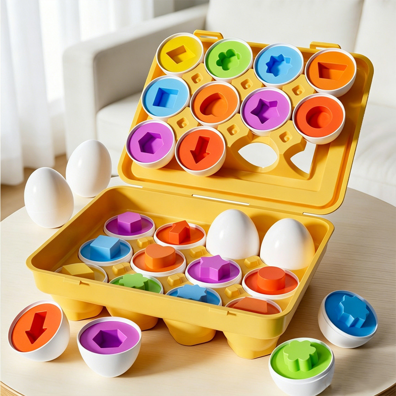 Montessori Shelf Toy - モンテッソーリゲーム 赤ちゃんのおもちゃ スマートエッグシェイプマッチパズル 子供向け 赤ちゃんの発達玩具 知育玩具