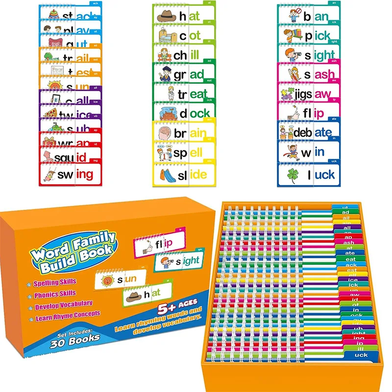 Kids Education Rhymes - 30冊の読み聞かせと韻を踏む絵本、語彙フラッシュカード、教育的読書ゲーム、文字の音のフラッシュカード、子供向けの楽しいおもちゃ