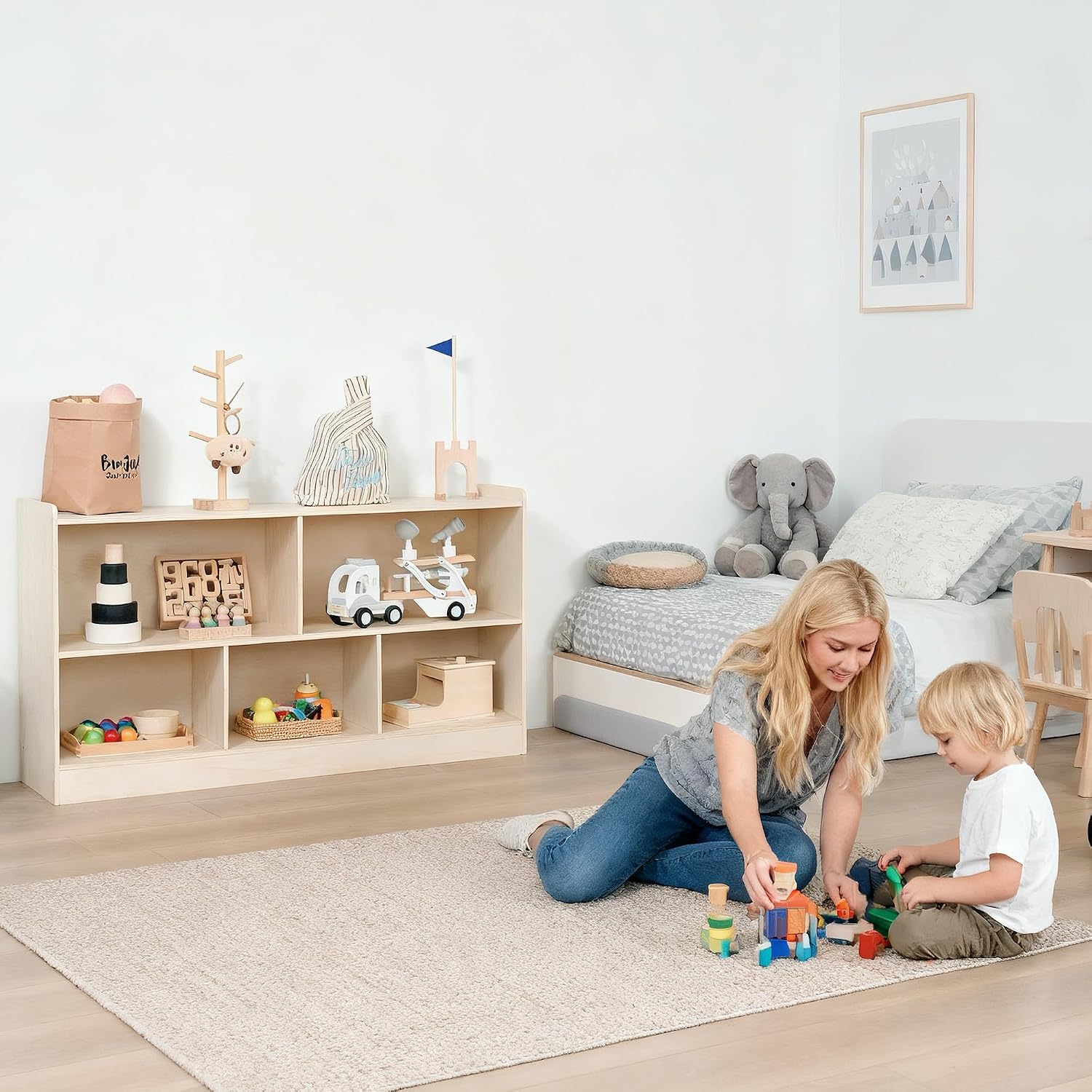 子供用モンテッソーリ本とおもちゃの棚、5段オーガナイザー、バ - Montessori Shelf Toy のレビューと価格
