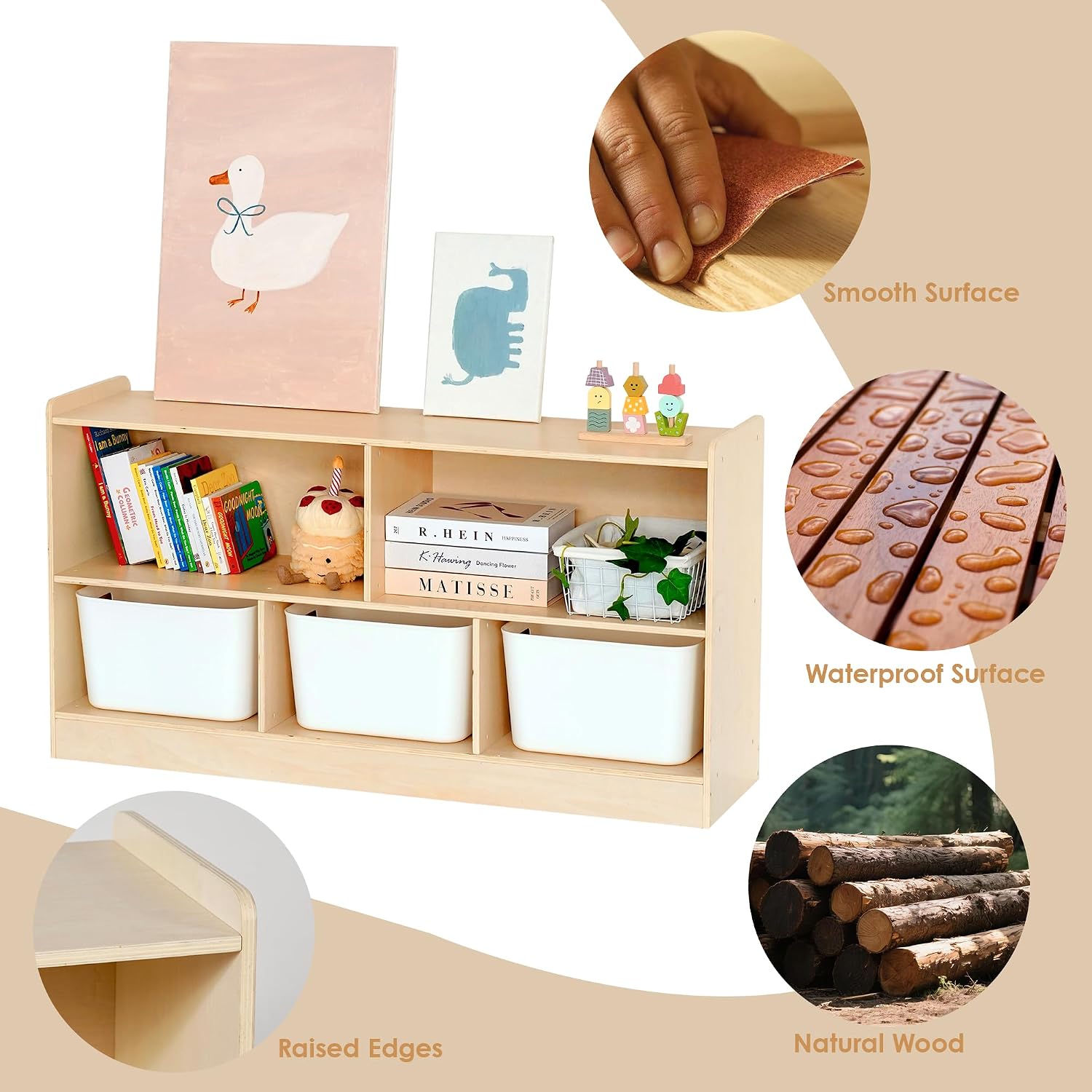子供用モンテッソーリ本とおもちゃの棚、5段オーガナイザー、バ - Montessori Shelf Toy のレビューと価格