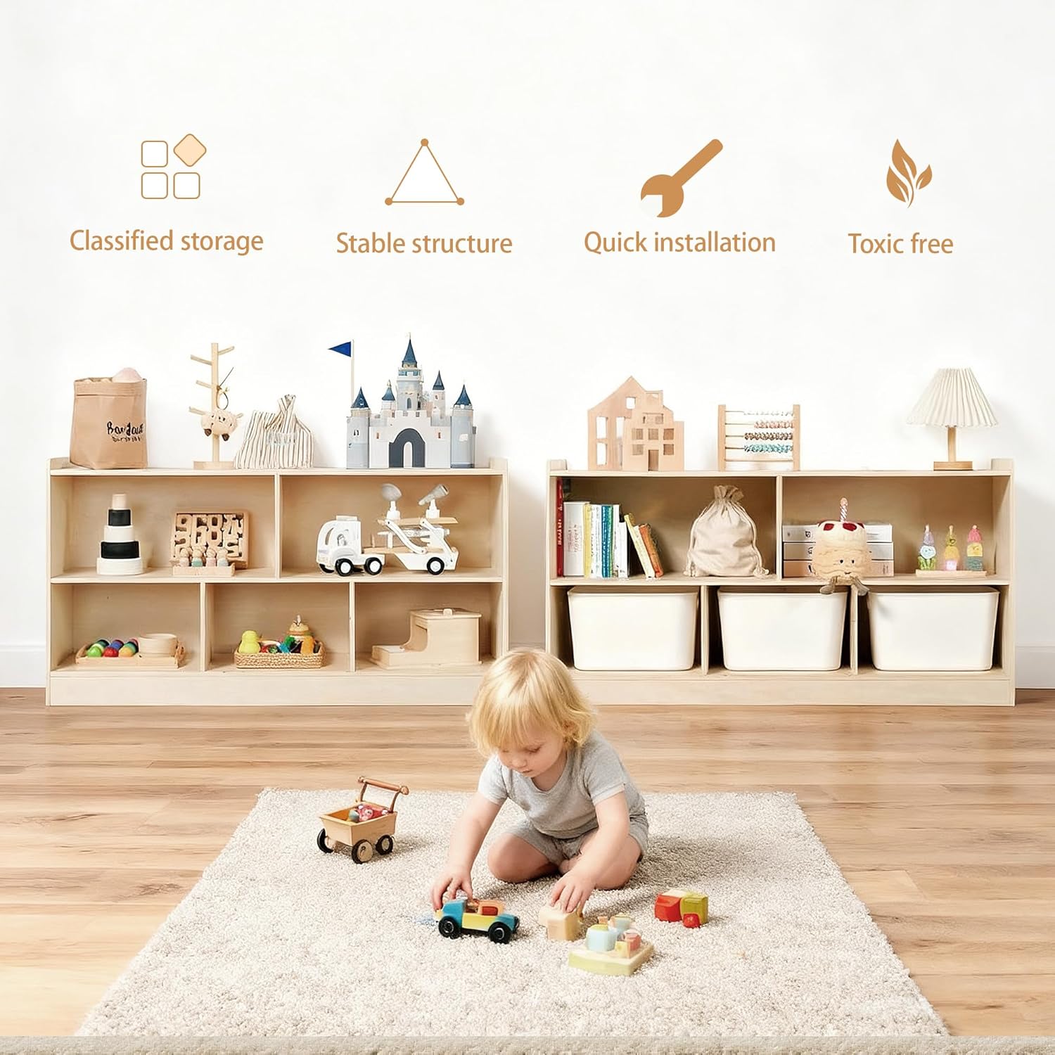 子供用モンテッソーリ本とおもちゃの棚、5段オーガナイザー、バ - Montessori Shelf Toy のレビューと価格