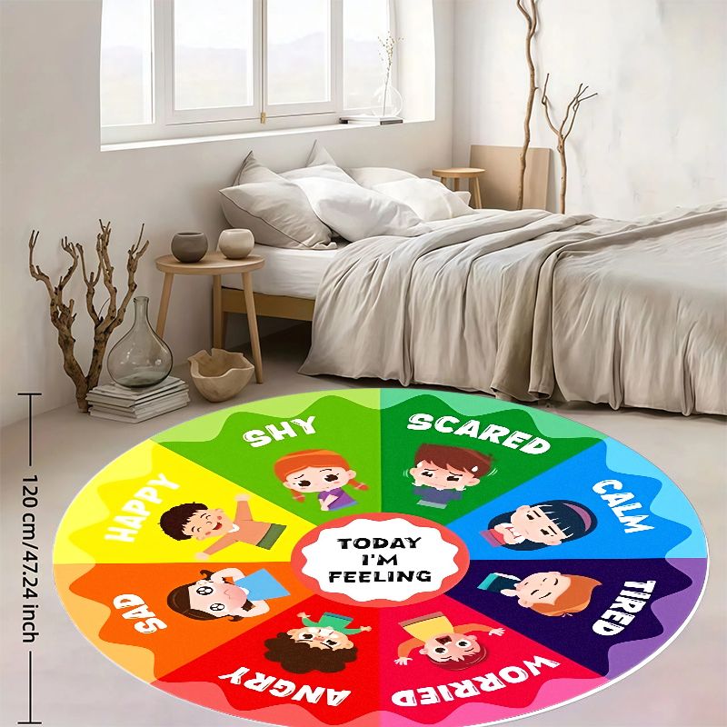 感情の輪 キッズラウンドラグ フランネル製 幼児部屋用感情チ - Kids Education Room のレビューと価格