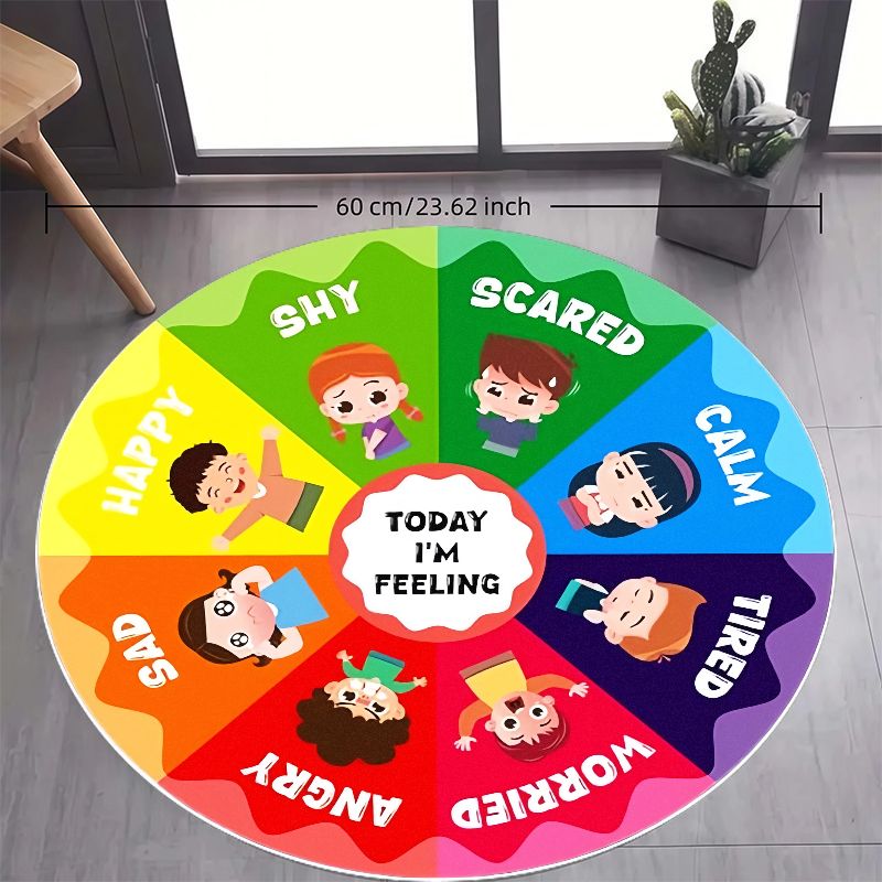 感情の輪 キッズラウンドラグ フランネル製 幼児部屋用感情チ - Kids Education Room のレビューと価格