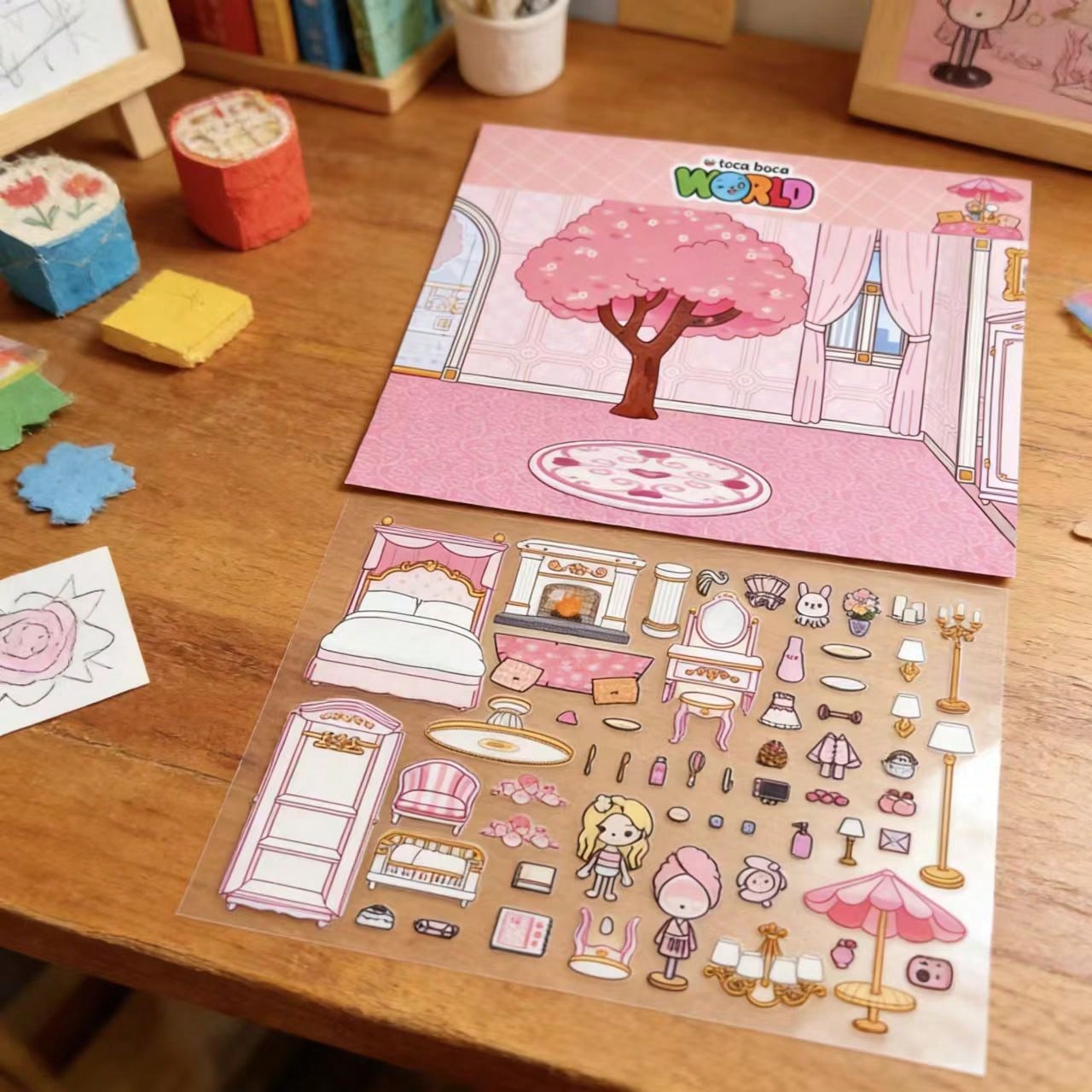 ピンクの桜の木ホテルの部屋DIYキッズクラフトステッカーキッ - Kids Education Room のレビューと価格