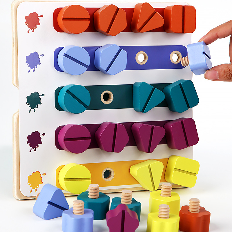 子供のための木製のネジナット,アセンブリ形状と色を組み立てる - Montessori Shelf Toy のレビューと価格