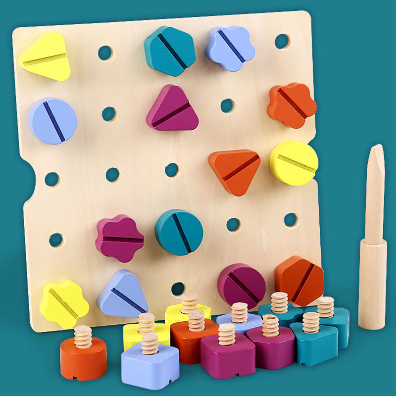 子供のための木製のネジナット,アセンブリ形状と色を組み立てる - Montessori Shelf Toy のレビューと価格