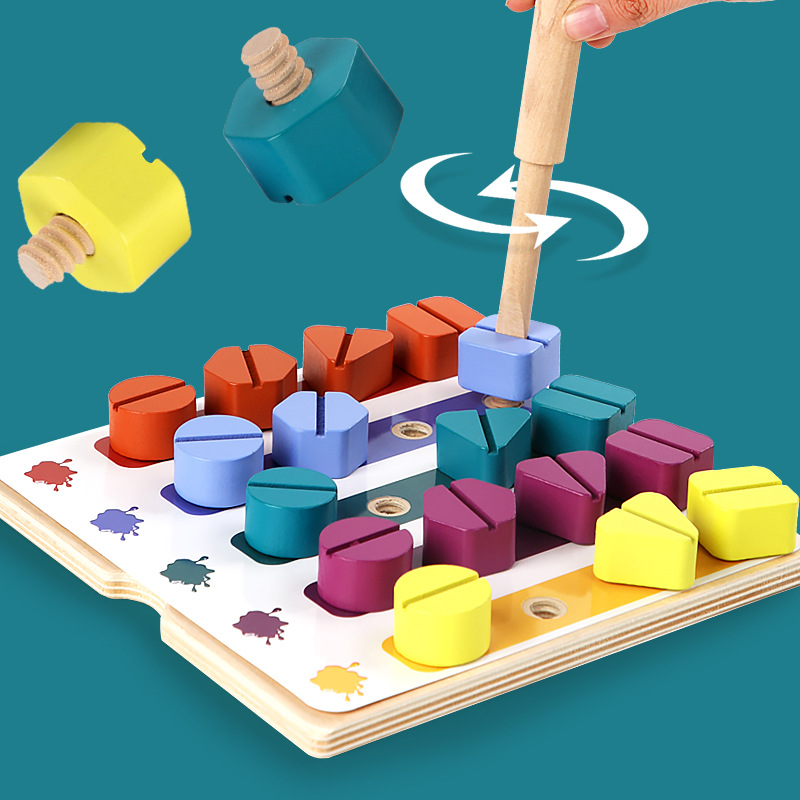 子供のための木製のネジナット,アセンブリ形状と色を組み立てる - Montessori Shelf Toy のレビューと価格