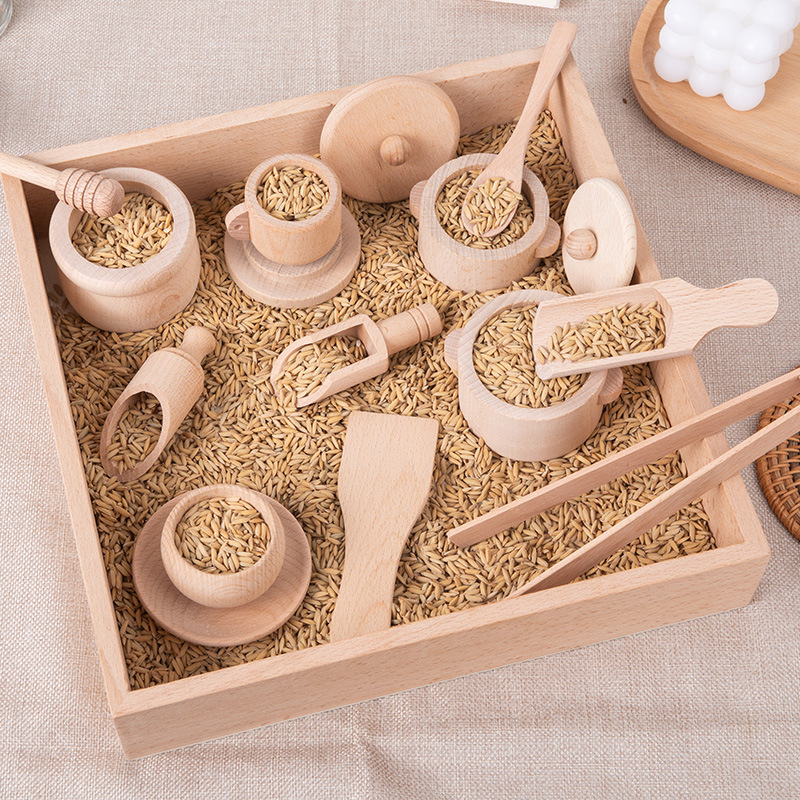 モンテッソーリ感覚啓発パズルおもちゃセット模擬キッチンティー - Montessori Shelf Toy のレビューと価格