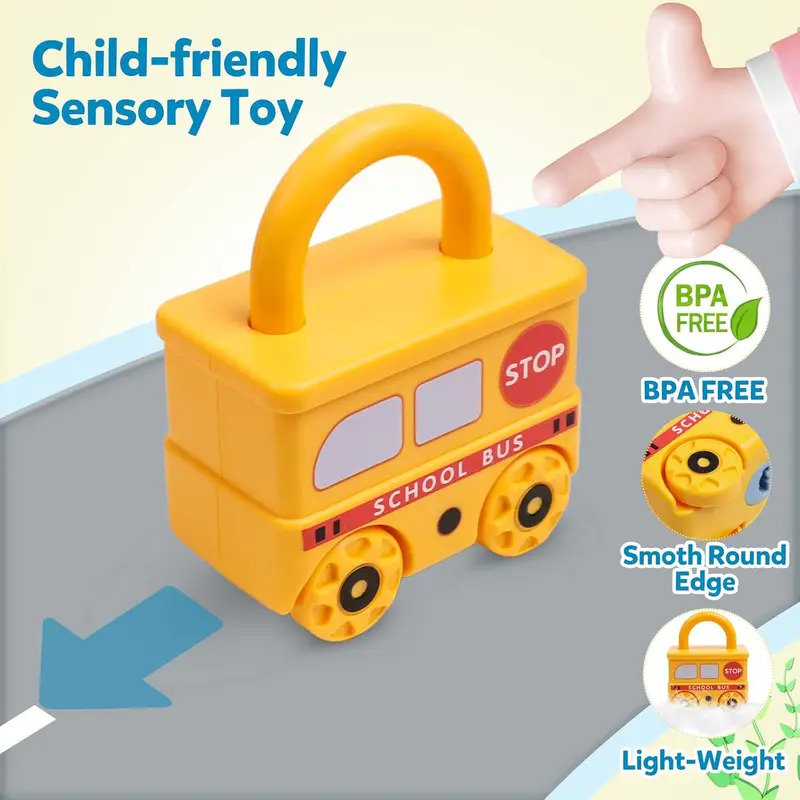 教育用車型パズルマッチングロックおもちゃ、子供用キー付き - - Montessori Shelf Toy のレビューと価格