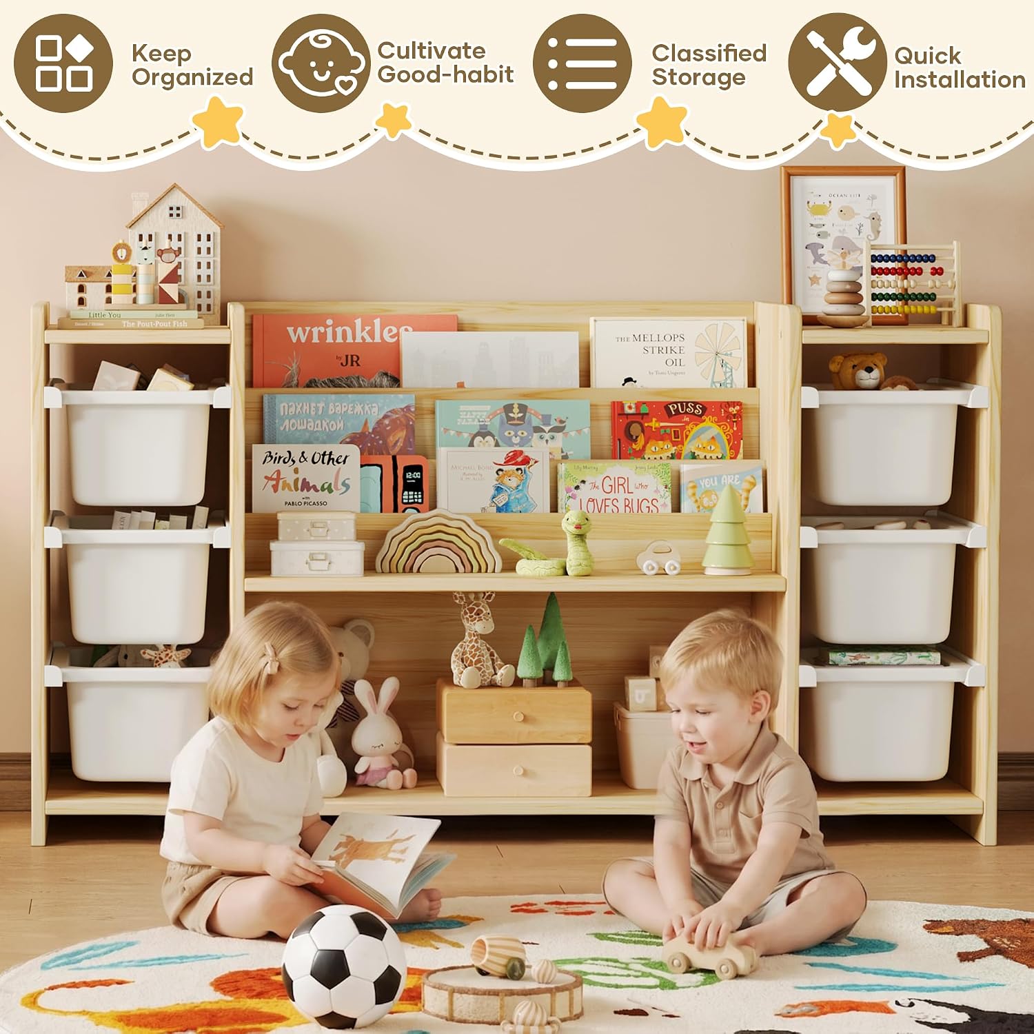 子供用おもちゃ収納オーガナイザーとモンテッソーリ本棚（おもち - Montessori Shelf Toy のレビューと価格