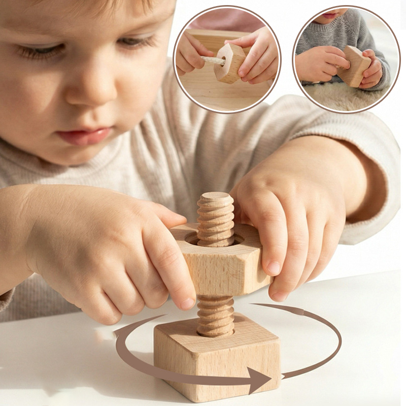 ベビースクリュースレッディングロープゲームモンテッソーリ木製 - Montessori Shelf Toy のレビューと価格