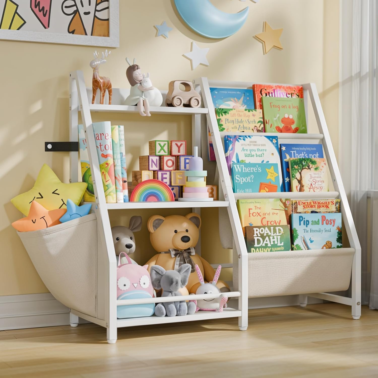 3段式子供用本棚とおもちゃ収納、子供用ブックスリングシェルフ - Montessori Shelf Toy のレビューと価格
