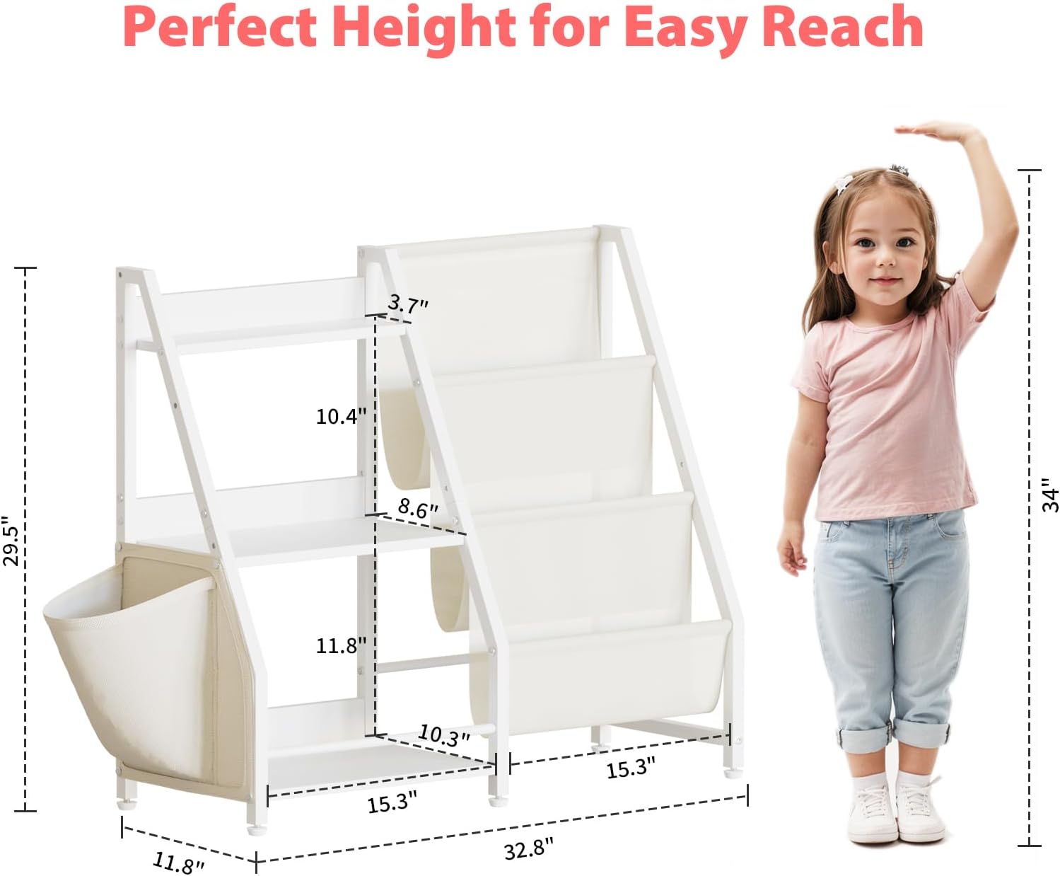 3段式子供用本棚とおもちゃ収納、子供用ブックスリングシェルフ - Montessori Shelf Toy のレビューと価格