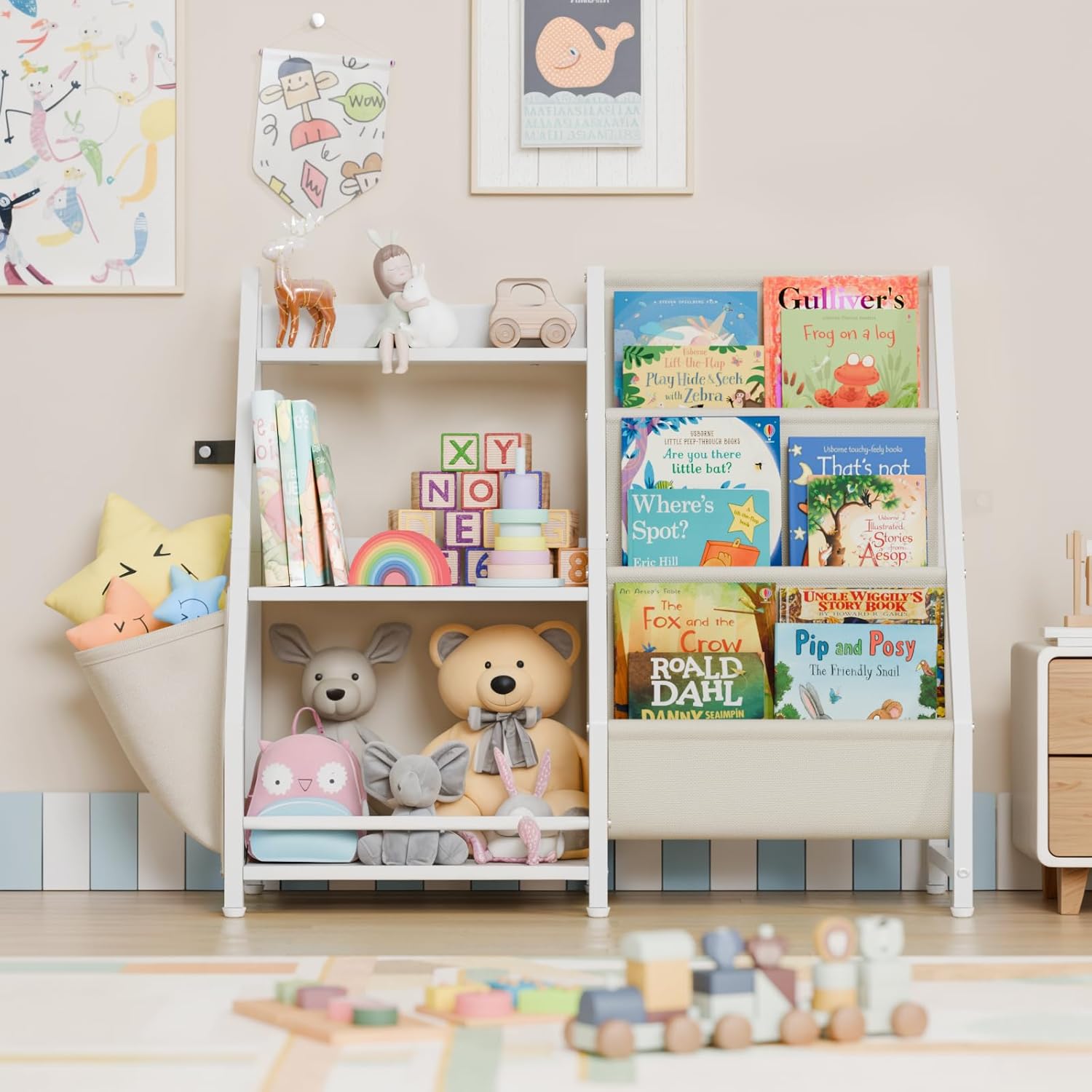 3段式子供用本棚とおもちゃ収納、子供用ブックスリングシェルフ - Montessori Shelf Toy のレビューと価格