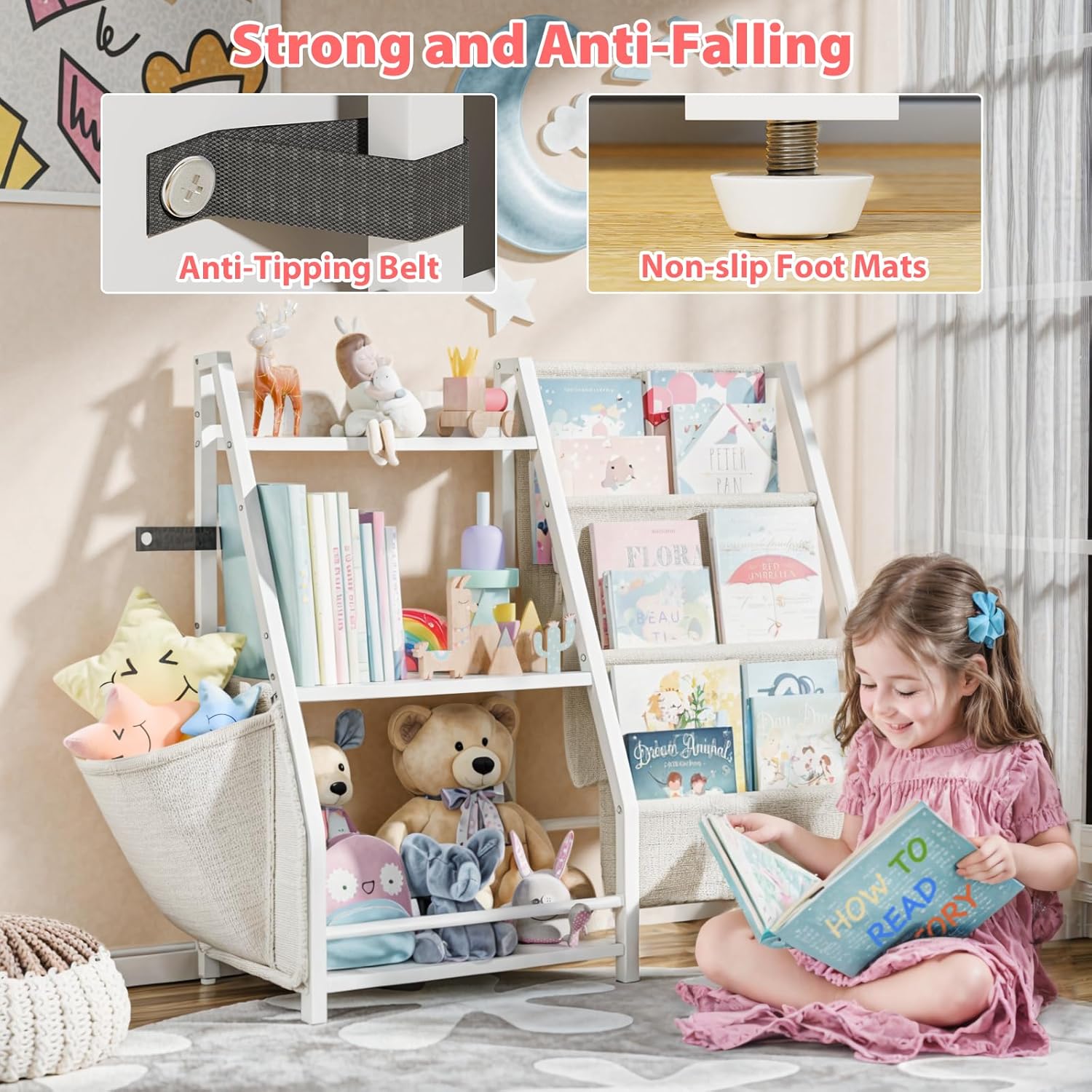 3段式子供用本棚とおもちゃ収納、子供用ブックスリングシェルフ - Montessori Shelf Toy のレビューと価格